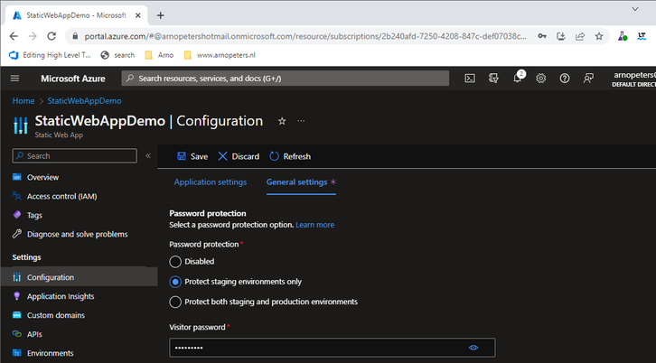 Securing Static Web App Preview Environments in Azure · @Arno Peters's Blog